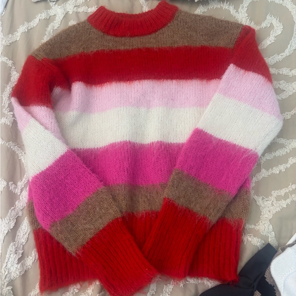 Fuzzy block color sweater